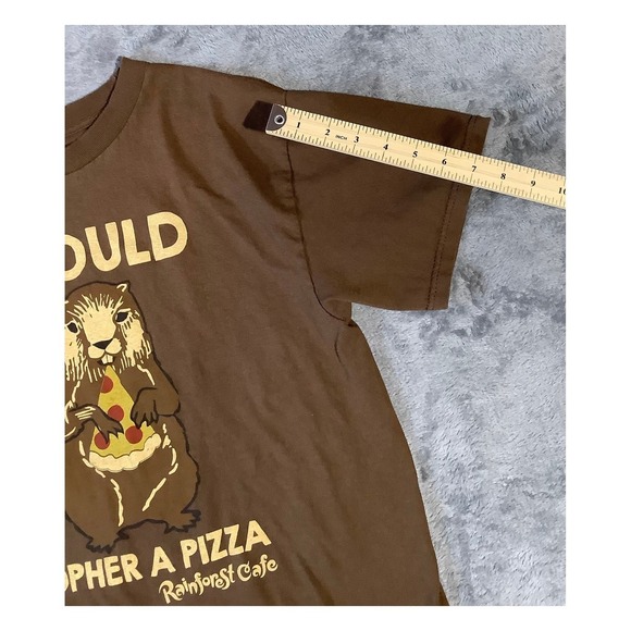 Rainforest Cafe Brown T-Shirt Gopher Pizza Graphic Size M - Picture 5 of 6
